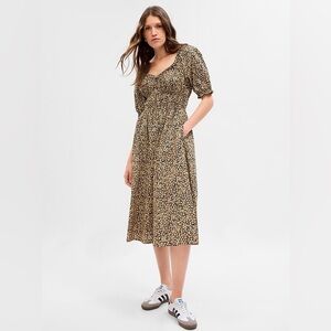 SOLDOUT GAP Women's Ditsy Floral Print Scoop Neck Puff Sleeve Midi Dress Size L